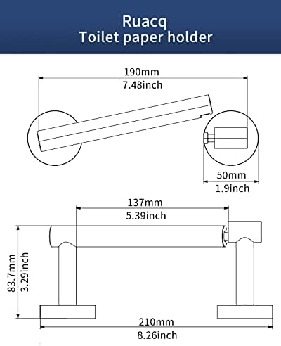 RUACQ Matte Black Toilet Paper Holder Wall Mount for Bathroom