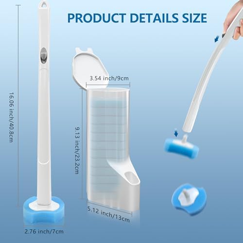 144 Count Disposable Toilet Brush Refills Compatible with Most Wands, Toilet Bowl Wand Refills-Blue Disposable Sponge Refill Heads Prefilled Cleaning Fluid for Bathroom Toilet Cleaning.