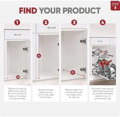 Rev-A-Shelf Pullout Organizer for Cabinets, Min Opening Width 20.5"