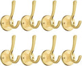 Coat Hooks for Hanging Coat Hooks for Wall Mounted Brass Wall Hooks Heavy Duty Brushed Robe Closet Hooks for Hanging Coats Entryway Metal Towel Hooks for Bathrooms (8, Gold)