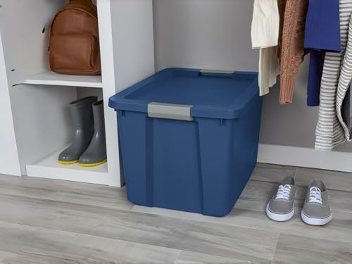 2 Pack 20 Gal Storage Bins with Lids, Stackable Blue Totes Heavy Duty