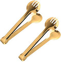 2-Pack 9 Inch Stainless Steel Gold Salad Tongs, Non-slip & Easy Grip Smart Locking Clip Handy Utensil for Cooking, Serving, Barbecue, Buffet, Salad, Ice, Oven