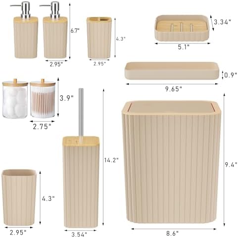 XLHOMO Bathroom Accessories Set - 10PC Elegant Beige Bathroom Set