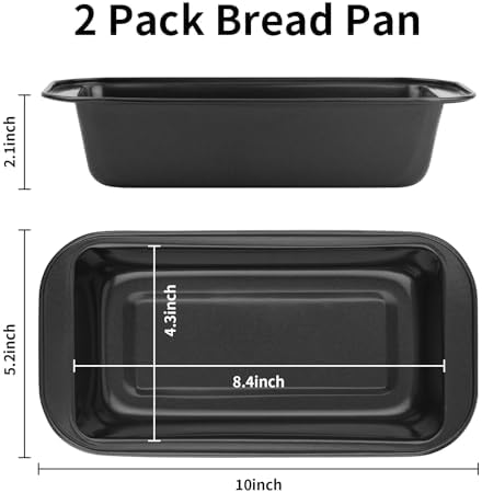 Novery 2PCS 8"x4" Non-Stick Carbon Steel Loaf Bread Baking Pans