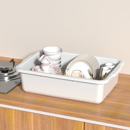 4-Pack 22L Plastic Commercial Bus Tubs for Restaurant Home, White