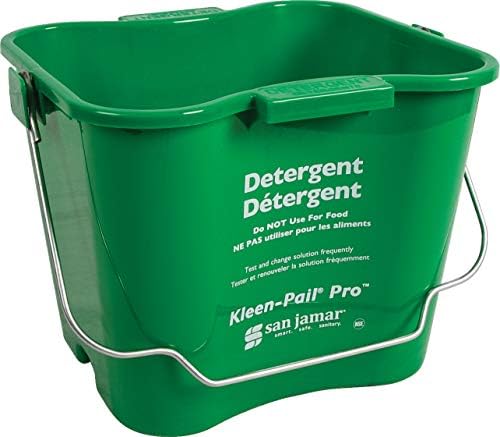 San Jamar Kleen-Pail Pro Detergent Pail Cleaning Bucket with Bail Handle for Cleaning, Kitchens, Restaurants, And Janitorial Use, Plastic, 8 Quarts, Green, (Pack of 12)