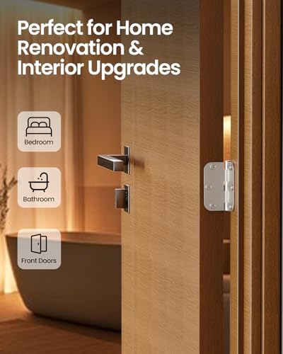 Door Hinges Brushed Nickel 48 Pack 3.5 Inch Rounded 5/8" Radius