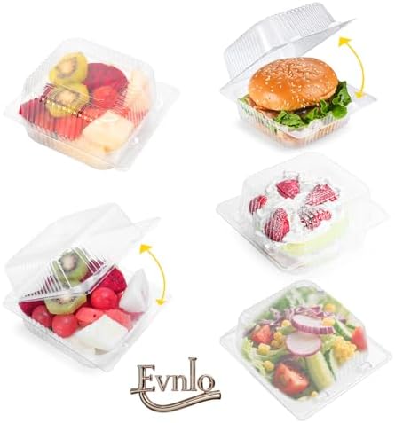 Evnlo 50 Count Heavy Duty Clear Clamshell Food Containers Hinged with Lids