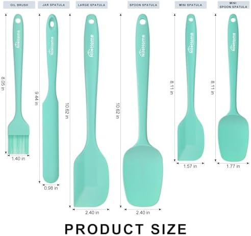 NileHome 6 Pieces Silicone Spatula Set with Silicone Brush,Turquoise