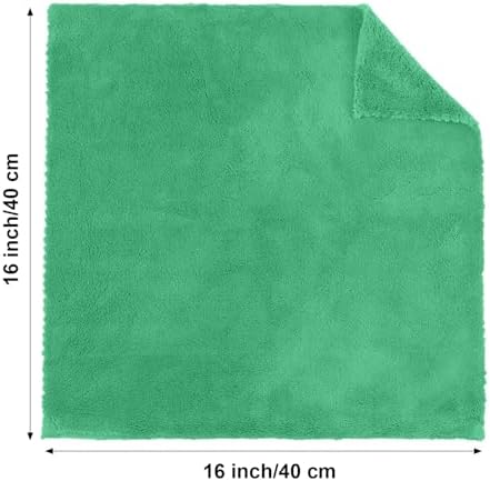 Shimeyao 30 Pcs 16 x 16 Inch Edgeless Microfiber Plush Towels for Cars Detailing Drying Wash Polishing Absorbent Cleaning Cloths, 500 GSM (Grass Green)