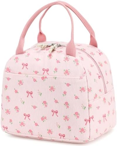 Bluboon Lunch Bag for Women Men Cute Corduroy Lunch Tote Bags Reusable Insulated Lunch Box Large Capacity Reusable Insulated Cooler for Work Picnic or Travel