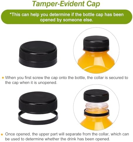 TOMNK 32pcs 8oz Plastic Juice Bottles with Caps, Sticker Labels, Brush