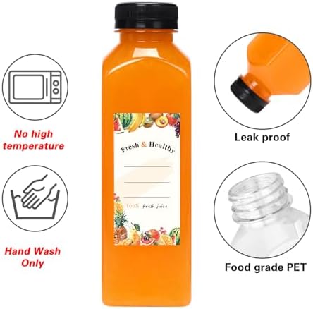 Moretoes 16oz Juice Bottles, 144pcs Plastic Bottles with Caps for Juicing