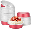 Beasea Aluminum Foil Mini Tart Pans, 100 Pack 7.3oz 215ml Disposable Baking Cups Only, 4" Mini Foil Ramekin Cups No Lids Baking Pie Tin for Cheesecake Fruit Pie Tart - Grapefruit Pink