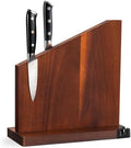 Gourmetop Magnetic Knife Block with Sharpener, Double Sided, Dark Acacia