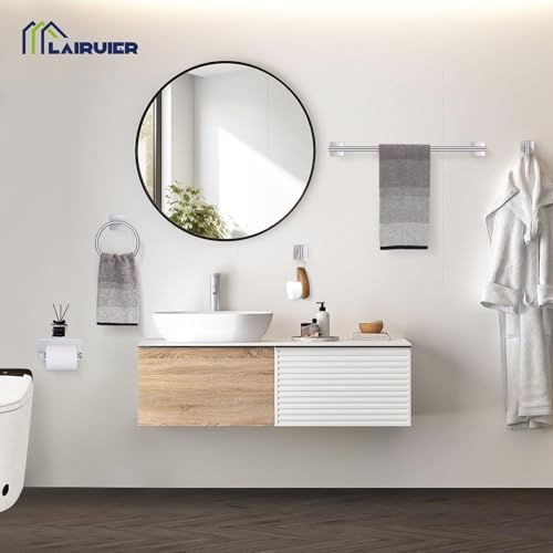 Lairuier Bathroom Hardware Set Brushed Nickel, Towel Holder Set Wall Mount