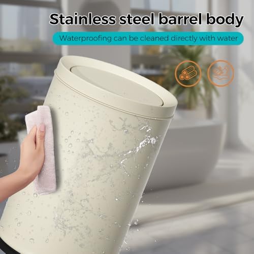 12L Metal Trash Can with Swing Lid, White