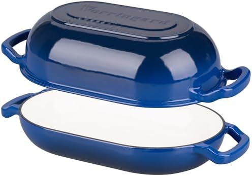 VORRINGARD Enameled Cast Iron Sourdough Bread Oven, Dutch Oven, Loaf Cast Iron Bread Pan for Homemade Bread Baking, Meatloaf Pan with Lid, 7QT, Blue