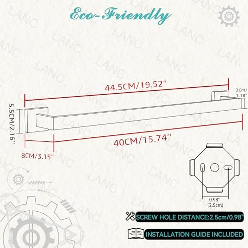 LANC 16-Inche Gold Towel Bars for Bathroom Wall Mounted Total-18 Brushed Gold Bath Towel Racks Stainless Steel Towel Rods for Kitchen Bathroom Hand Towel Holder Towel Hanger, A8804BG-4P1