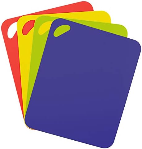 Dexas Heavy Duty Grippmat Flexible Cutting Board Set of Four, 11.5 x 14 inches, Blue, Green, Yellow and Red,6554PK