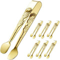 HINMAY 6PCS Mini Serving Tongs 5" Small Rose Appetizer Tongs (Gold)