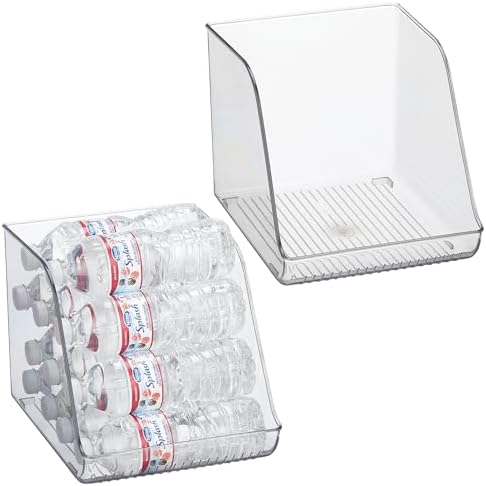 iDesign Plastic Water Bottle Organizer for Fridge, Clear, 2-Pack
