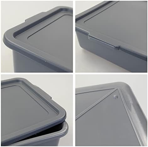 Begale 3-Pack Gray Commercial Utility Bus Boxes, Bus Tubs with Lids, 13 L