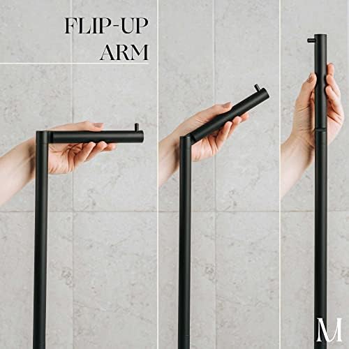 MARMOLUX ACC Free Standing Toilet Paper Holder Stand and Storage - 4 Jumbo Roll Bathroom Hardware Toilet Paper Stand - Stainless Steel Standing Toilet Paper Holder -Matte Black/Black Marble Base