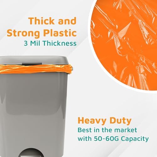 PlasticMill Heavy Duty Trash Bags, 50-60 Gallon, 3 Mil, Black, 50-Count