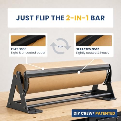 DIY CREW 36 Inch Paper Roll Dispenser and Cutter for Kraft, Butcher Paper