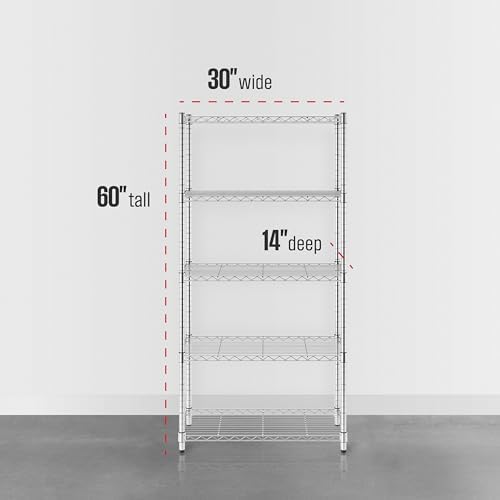 SafeRacks NSF 5-Tier Heavy Duty Steel Wire Shelves (14"x30"x60")