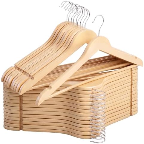 StorageWorks Wooden Coat Hangers, 30 Pack Wood Clothes Hanger for Closet