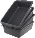 4-Pack 32 L Plastic Bus Tray, Large Commercial Wash Tub Tote Box