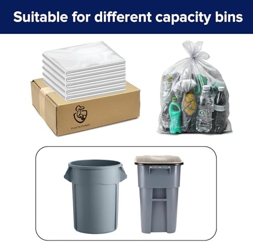 50 packs-Large 45-50 Gallon Heavy Duty Trash Can Bags|2 Mil |Clear Thickened/Plastic Bag-Kitchen&Yard,Building,Outdoor,Hotel, Property-Made in the USA (50)