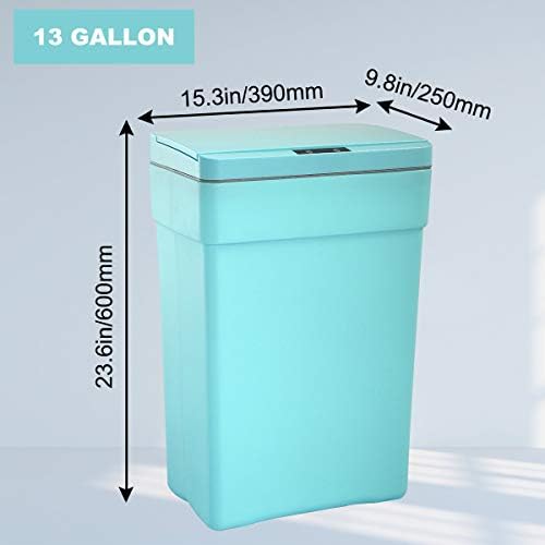 Dkeli Trash Can 13 Gallon Kitchen Trash Can for Bathroom Bedroom Home Office Automatic High-Capacity Plastic Touch Free Garbage Can with Lid Waste Bin 50 Liter, Set of 2(Blue)