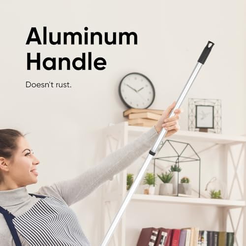 Slim Upright Horsehair Broom 18" – Narrow Thin Dust Broom for Hardwood Floors, Soft Bristles for Dog Hair – Swivel Head with 48" 3-Part Handle – Home & Kitchen Use