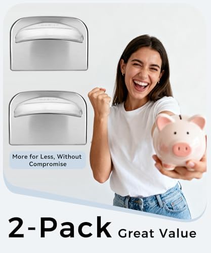 2 Pack Commercial Toilet Seat Cover Dispenser Wall Mount, 16.3-Inch Large Capacity Brushed 304 Stainless Steel Toilet Seat Cover Holder for Disposable Covers for Office Restaurant Hospital Bathroom