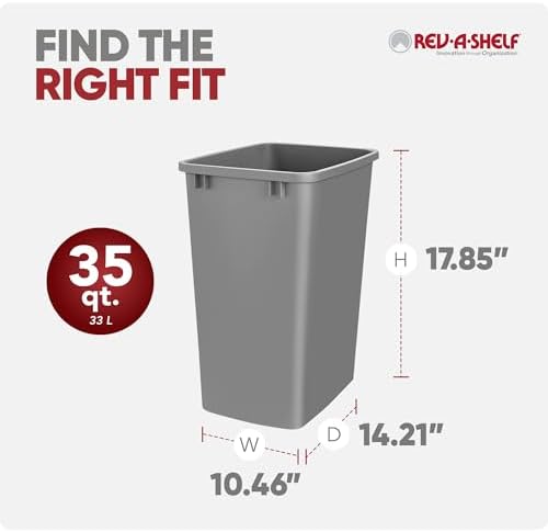 Rev-A-Shelf Double Pullout Garbage Trash Cans for Kitchen Cabinets, 35 Qt