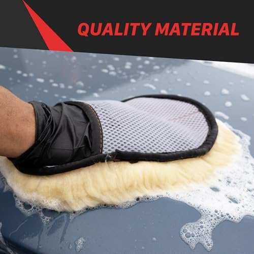Maxshine Universal Premium Sheepskin Wool Wash Mitt - Ultra-Soft Real Lambswool Car Wash Glove, Scratch-Free Cleaning Pad for Auto Detailing, Paint Protection, Safe Washing for Cars, Trucks & SUVs