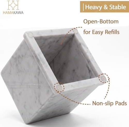 Marble Tissue Box Cover, Carrara White Tissue Organizer