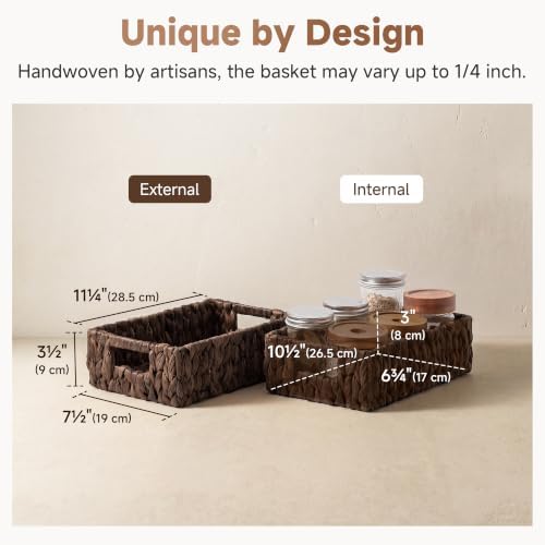StorageWorks Wicker Baskets for Storage,Rectangle Basket,Brown Basket,2Pack