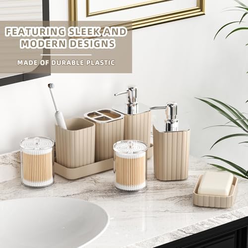 XLHOMO Bathroom Set - Bathroom Sets with Shower Curtain and Rugs, Beige