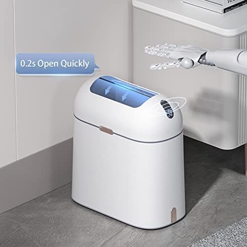 ELPHECO Bathroom Trash Can with lid 2.5 Gallon, Motion Sensor, White Golden