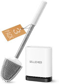 Sellemer Silicone Toilet Brush, Ventilation Slots Base Holder 3 Pack, White