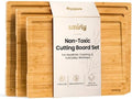 SMIRLY Wood Cutting Board - 3 Pack Cuttings Board for Kitchen, Bamboo Brown