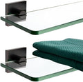 KOKOSIRI Tempered Glass Shelves 16-Inch Bathroom Floating Wall Shelf Kitchen Rack Shower Storage, 2 Pack Oil Rubbed Bronze Stainless Steel B1107ORB-L16-P2