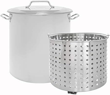 CONCORD Stainless Steel Stock Pot w/Steamer Basket. Cookware great for boiling and steaming (160 Quart)