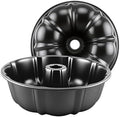 10” Cake Pan 2-PACK, Nonstick Round Cake Baking Pan, Buntz Pound Cake Mold,Tube Bakeware,Baking Mold for Jello/Gelatin/Chocoflan/Flan, Non Toxic, Easy Clean - Black