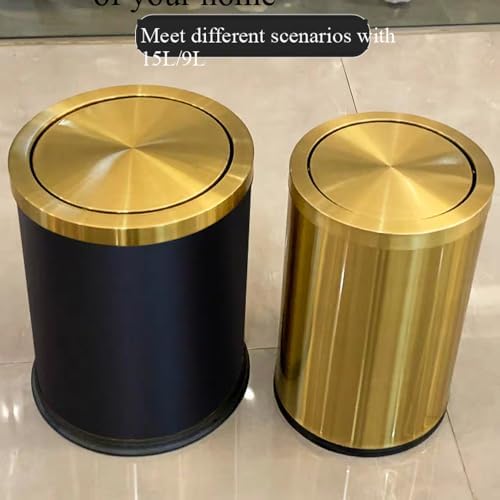 4 Gallon Black Bathroom Trash Can, Stainless Steel