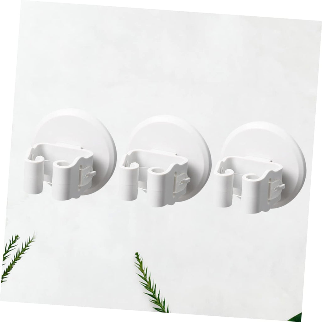 3pcs Wall Mounted Mop Broom Holder White Slip Suction Clips No Drill Storage Rack for Bathroom Kitchen Balcony Organizing Cleaning Tools